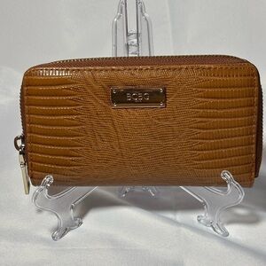 BCBG Paris Zip-around Continental Wallet Reptile Embossed Texture